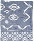 Bersuse 100% Cotton Teotihuacan XL Throw Blanket Turkish Towel Beach Blanket - Beach Camping Essentials - 75x90 Inches, Dark Blue