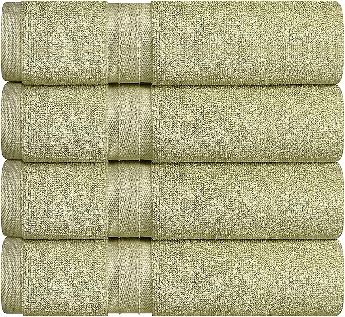 Towel and Linen Mart 4 Pieces Bath Towel Sets - Sage Green - 2 ply Low Twist Luxurious,Quick Dry, Extra Absorbent, 100% Ring Spun Cotton 600 GSM (27 x 54, Pack of 4)