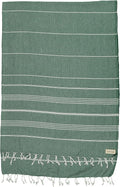 Bersuse Towels Anatolia XL Beach Blanket Throw Blanket Turkish Towel 100% Cotton Extra-Large Quick-Dry Lightweight Premium Peshtemal Towel - 61x82 Inches, Forest Green (Set of 3)