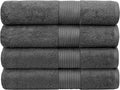 Luxury Oversized Bath Towels | 650 GSM, 34" x 56" | Hotel Quality, Soft & Highly Absorbent | Quick Dry, Thick, Combed Cotton Bathroom Towels | Dark Grey - 4 Pack
