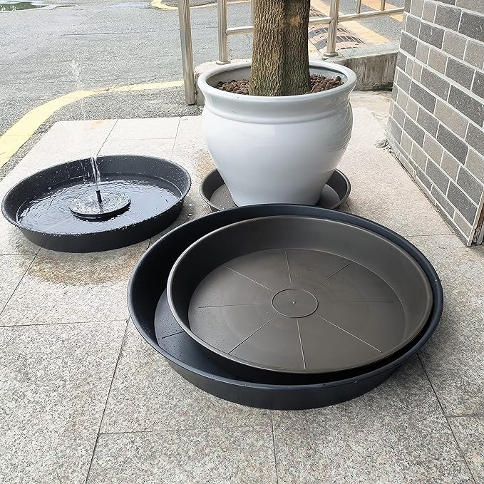 2 Pack of 18 19 inch Plant Saucer Drip Tray, 17 19 21 23 25 27 inch Heavy Duty Large Deep Plant Saucers for Pots, Plastic Flower Planter Water Trays for Indoors Outdoor (19", Brown)