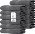 Commercial Bulk Pack of 12 Large Bath Towels – 100% Cotton Terry 24" x 50" – Ideal for Hotels, Salons, Gyms, Spas & Institutional Use – Charcoal Grey
