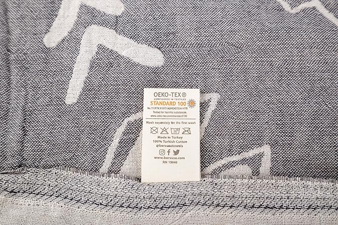 Bersuse 100% Cotton Kona XL Throw Blanket Turkish Towel Beach Blanket - Beach Camping Essentials - 75x90 Inches, Anthracite
