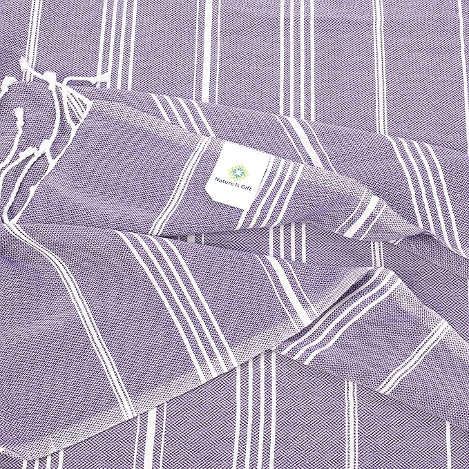 Turkish Beach Towel | 100% Cotton, Prewashed, 38 x 70 Inches | Quick Dry, Sand Free, Lightweight | Large Bath Towel for Beach, Pool, Bathroom, SPA, Gym, Yoga and Beach Blanket (Medium Purple)