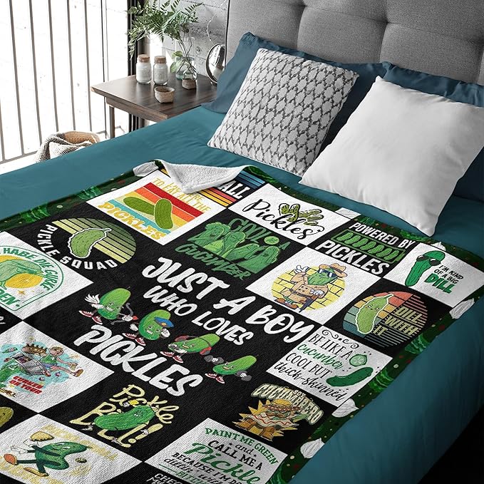 Pickle Flannel Fleece Blanket Throw Couch Microfiber Soft Cozy Lightweight Luxury Bed Blanket 60"x50"for Teen