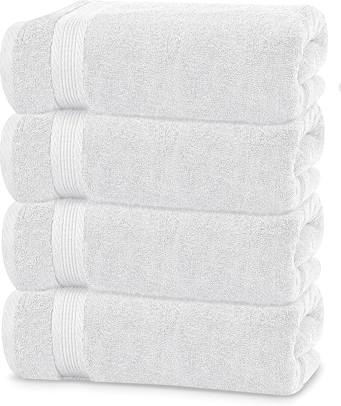 Linteum Textile Supply Luxury Hair Towels 100% Ring Spun Cotton Towel for Women, Men, Kids | 22x44 inches Quick Dry Towels for Hotel, Gym, Beauty, Spa & Salon | Pack of 6 | White | Superior Soft Touch