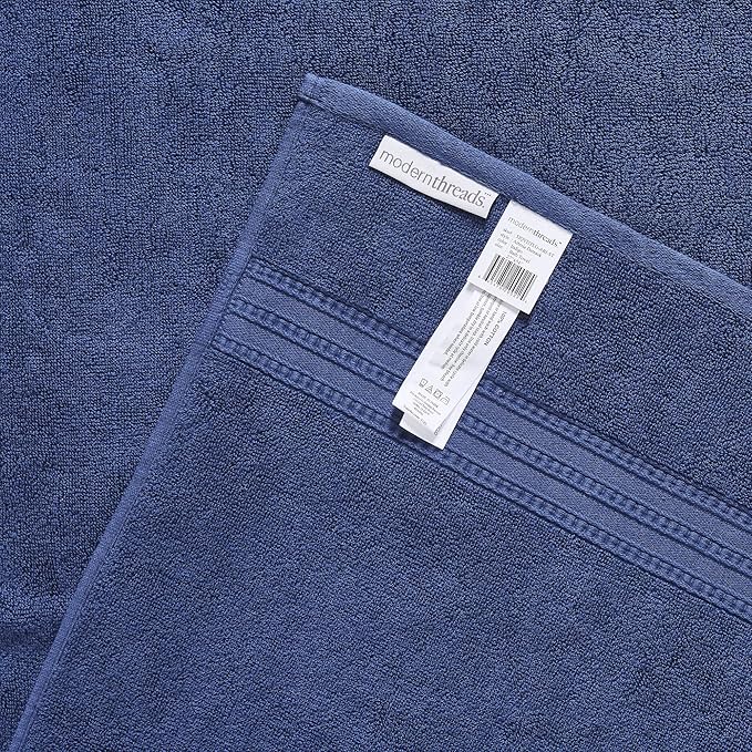 Modern Threads 6 Piece Reversible Yarn Dyed Jacquard Towel Set Artesia Damask Indigo