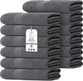 Commercial Bulk Pack of 12 Small Bath Towels – 100% Cotton Terry 24" x 46" – Ideal for Hotels, Salons, Gyms, Spas & Institutional Use – Charcoal Grey