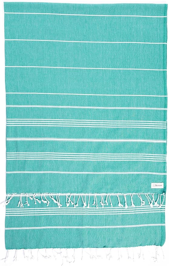 Bersuse Towels Anatolia XL Beach Blanket Throw Blanket Turkish Towel 100% Cotton Extra-Large Quick-Dry Lightweight Premium Peshtemal Towel - 61x82 Inches, Teal (Set of 6)