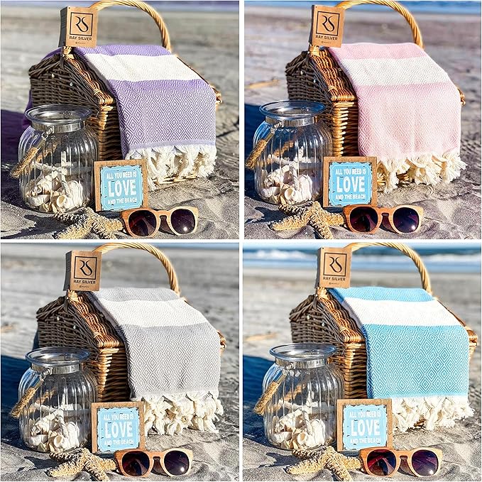 Turkish Beach Towels Oversized Clearance XL 40x71- Sand Free Beach Towel- 100% Cotton Soft Quick Dry Towel- Extra Large Travel and Pool Towels for Adults- Cloud Sandproof