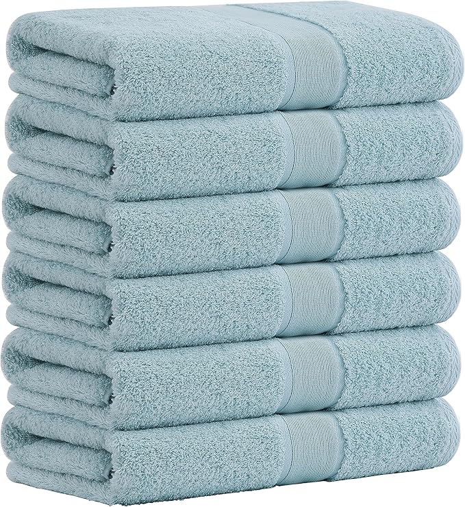 Aibaser Bath Towels, 27x54inch - Natural, Ultra Absorbent Towels for Bathroom, Travel, Gym, Shower and Spa (6 Piece Set) (Blue)