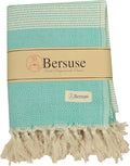 Bersuse 100% Cotton Hierapolis XL Throw Blanket for Couch - 100% Cotton Lightweight Durable Throw Blanket, Big Blanket for Sensitive Skin, Decorative and Versatile - 60x95 Inches, Mint Green