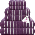 CASA COPENHAGEN Ecstatic 6Pcs 100% Egyptian Cotton Large Designer Towels Gift Set- Purple, 600GSM, 2Bath 2Hand 2Washcloths, Bath Towels for Bathroom Set for Women & Men