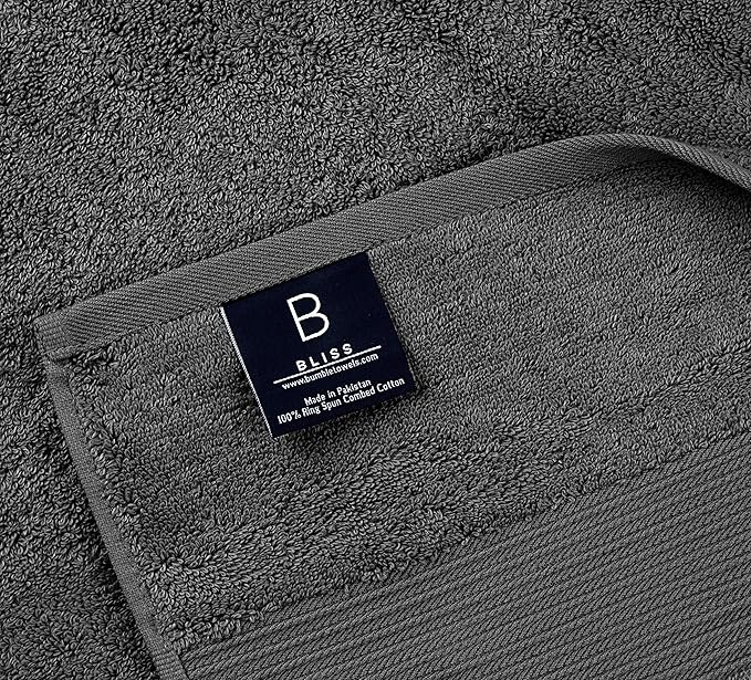 Luxury Oversized Bath Towels | 650 GSM, 34" x 56" | Hotel Quality, Soft & Highly Absorbent | Quick Dry, Thick, Combed Cotton Bathroom Towels | Dark Grey - 4 Pack