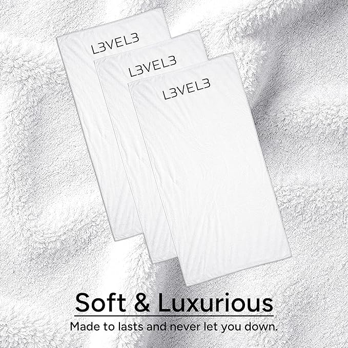 Level 3 Face Towels - Barber and Salon Hair Stylist White Cotton Cloth - Soft, Light and Absorbent