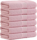 Aibaser Bath Towels, 27x54inch - Natural, Ultra Absorbent Towels for Bathroom, Travel, Gym, Shower and Spa (6 Piece Set) (Pink)