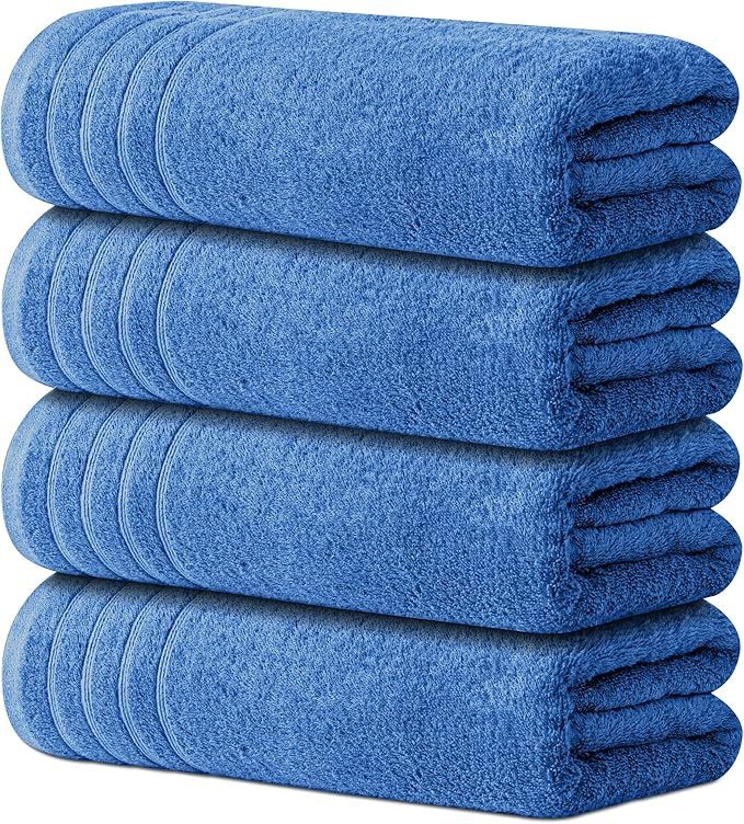Avalon Towels Bath Towels Set of 4, Size 30 x 60 Inches - 60% Cotton, 40% Viscose Made from Bamboo, Soft and Absorbent, Quick Drying, Lightweight, Perfect for Daily Use