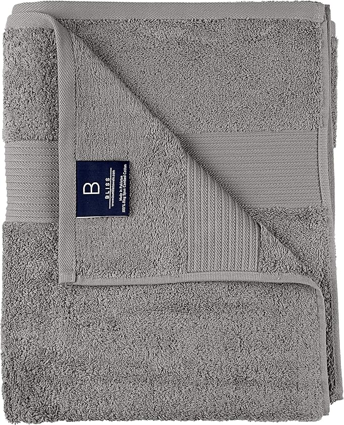 Luxury Oversized Bath Towels | 650 GSM, 34" x 56" | Hotel Quality, Soft & Highly Absorbent | Quick Dry, Thick, Combed Cotton Bathroom Towels | Grey - 4 Pack