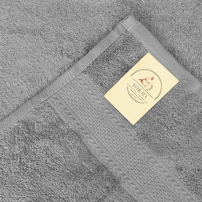 Large Bath Towels Pack of 6 – 24" x 50", 100% Cotton Terry – Soft, Quick-Dry & Highly Absorbent – Light Grey Towels for Bathroom, Spa, Shower, Pool & Daily Use