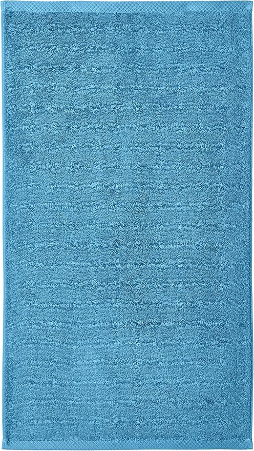 Amazon Basics 8-Pack Lightweight Quick-Dry Hand Towels, 100% Cotton, 28" x 16", Lake Blue