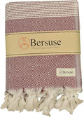 Bersuse 100% Cotton Hierapolis XL Throw Blanket for Couch - 100% Cotton Lightweight Durable Throw Blanket, Big Blanket for Sensitive Skin, Decorative and Versatile - 60x95 Inches, Burgundy