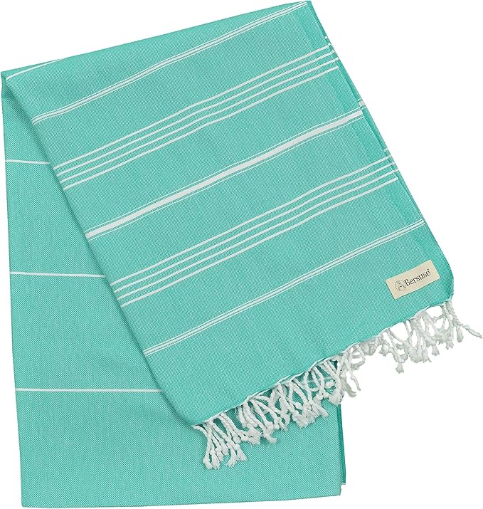 Bersuse Towels Anatolia XL Beach Blanket Throw Blanket Turkish Towel 100% Cotton Extra-Large Quick-Dry Lightweight Premium Peshtemal Towel - 61x82 Inches, Mint Green