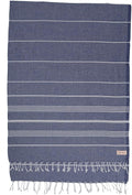 Bersuse Towels Anatolia XL Beach Blanket Throw Blanket Turkish Towel 100% Cotton Extra-Large Quick-Dry Lightweight Premium Peshtemal Towel - 61x82 Inches, Dark Blue