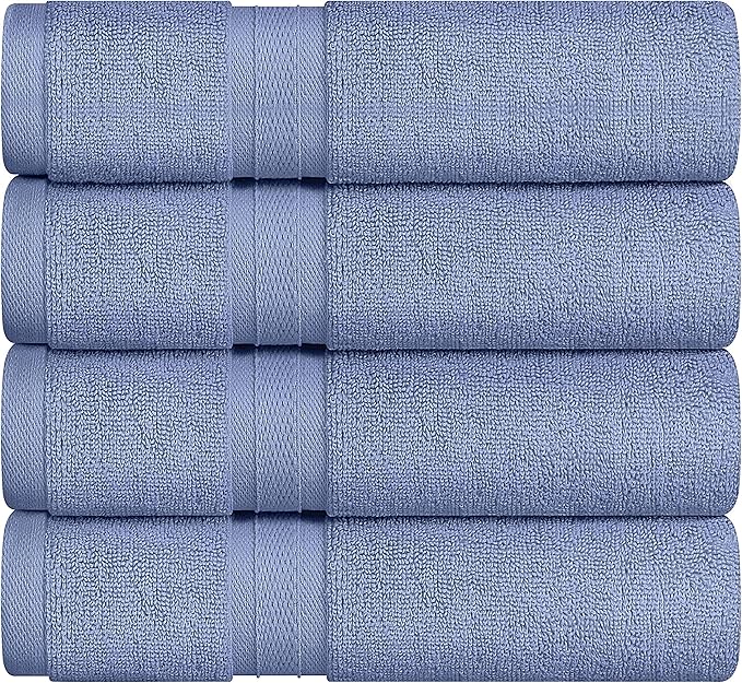 Towel and Linen Mart 4 Pieces Bath Towel Sets - Electric Blue - 2 ply Low Twist Soft Feel Luxurious,Quick Dry, Extra Absorbent, 100% Ring Spun Cotton 600 GSM (27 x 54, Pack of 4)